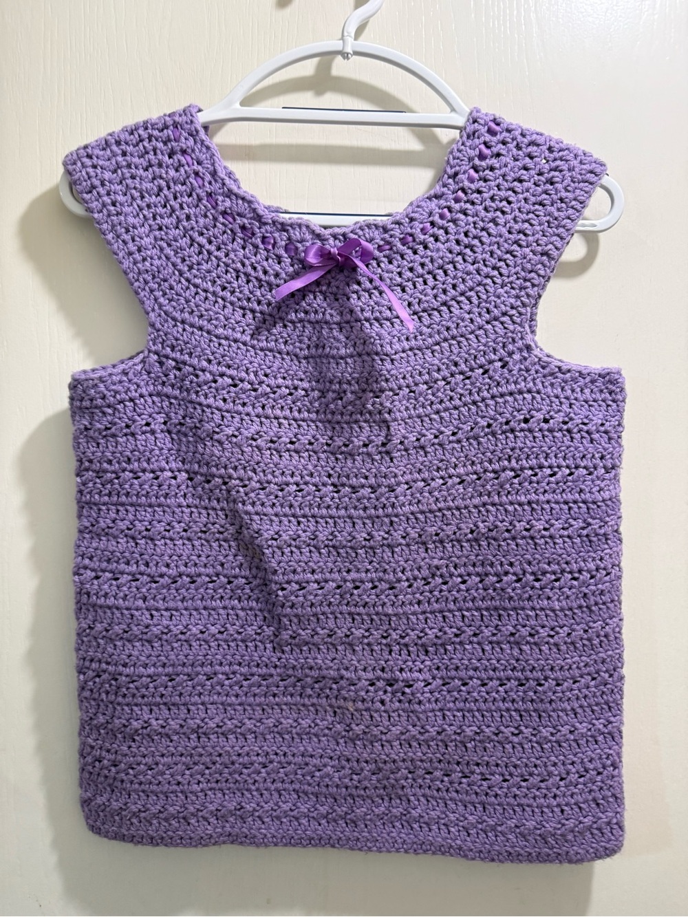 Handmade Lavender Crochet Scoop-Neck Sweater Top  has some stretch Women's Knit